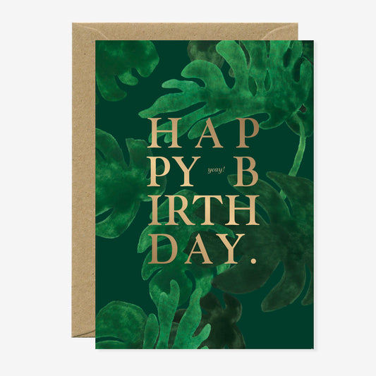 Kaart - Happy Birthday Monstera