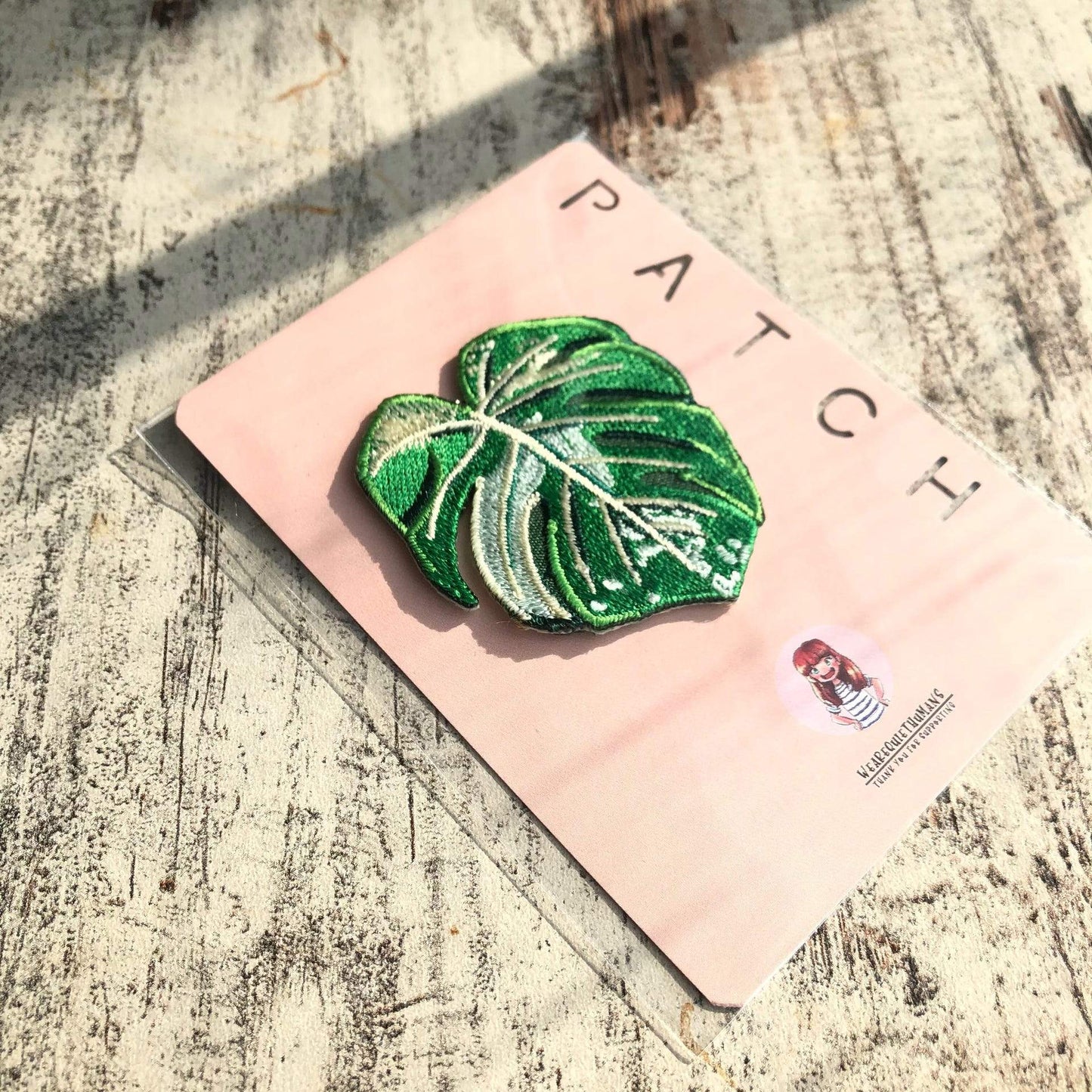 iron on patch - monstera variegata