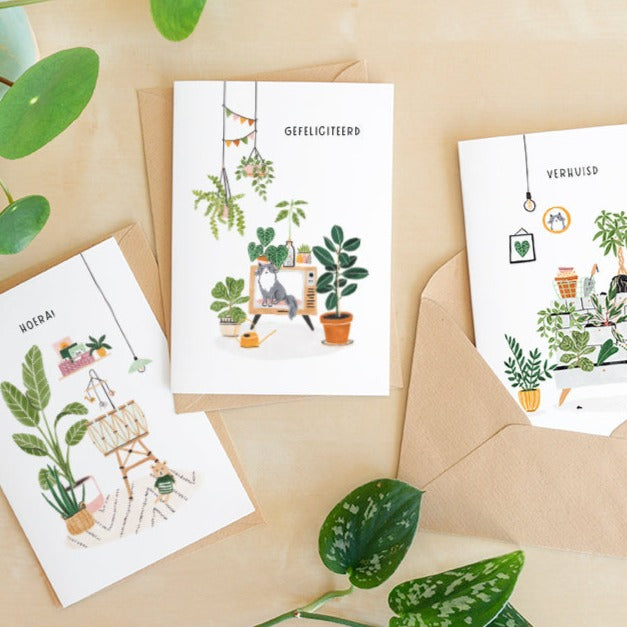 3 Green Greeting Cards - NL