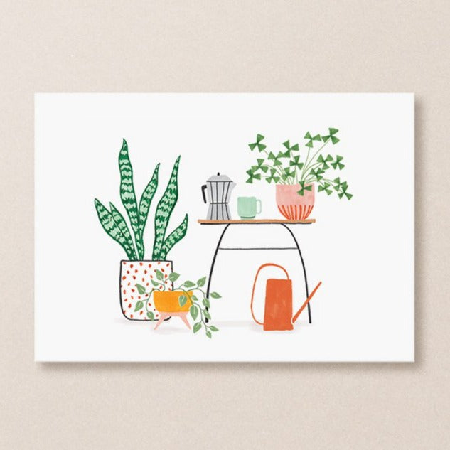 Postcard - Plants and Coffee