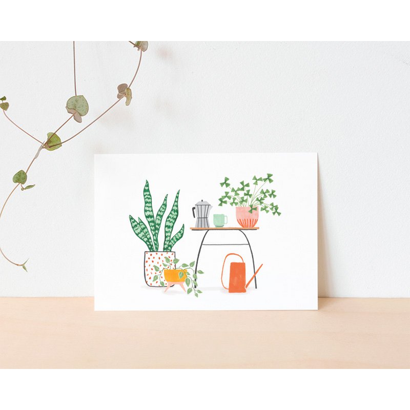 Postkaart - Planten en Koffie