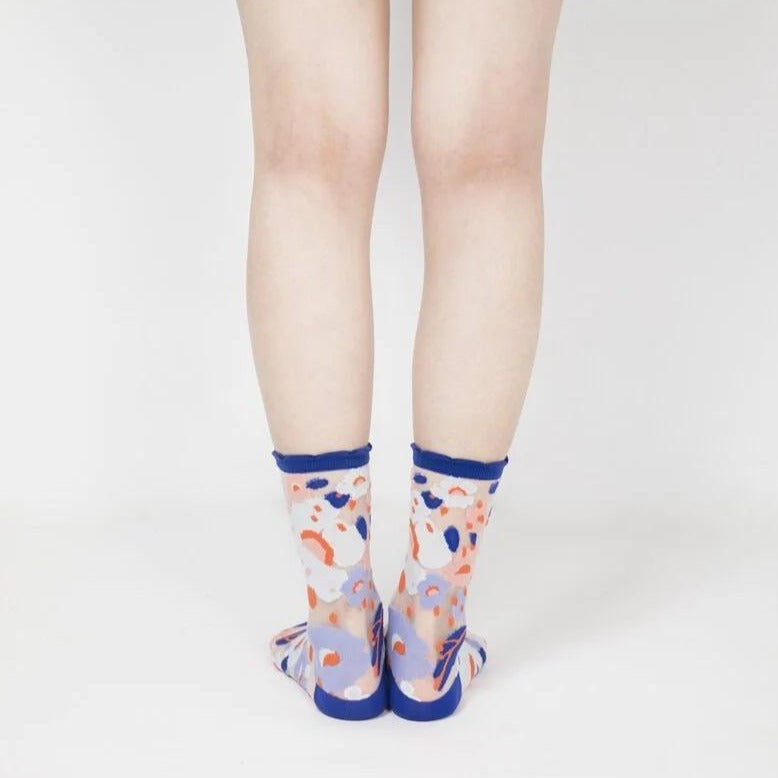Flower Garden Socks - Blue