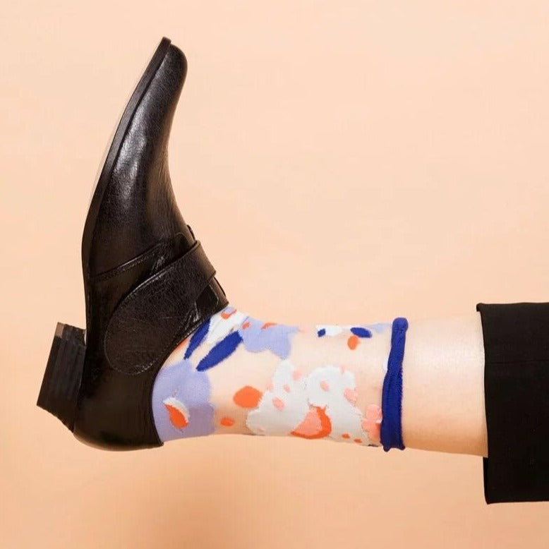 Flower Garden Socks - Blue