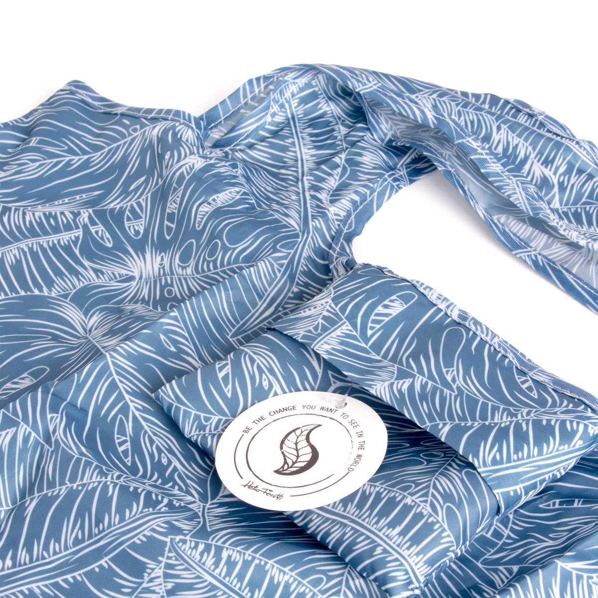 Foldable Shopper - Blue Leaves